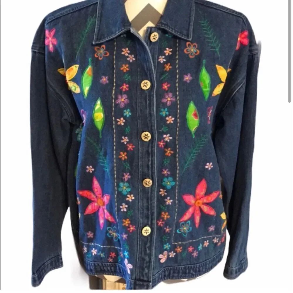 New Directions Embroidered Denim Jacket Small - Picture 3 of 9